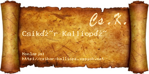 Csikár Kalliopé névjegykártya
